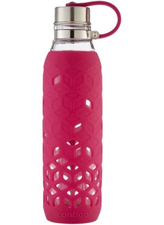 Contego Purity Glass Large Drinking Water Bottle Leakproof Large Drinking Bottle With Silicone Lid Perfect For Sports Biking Hiking 18 Oz