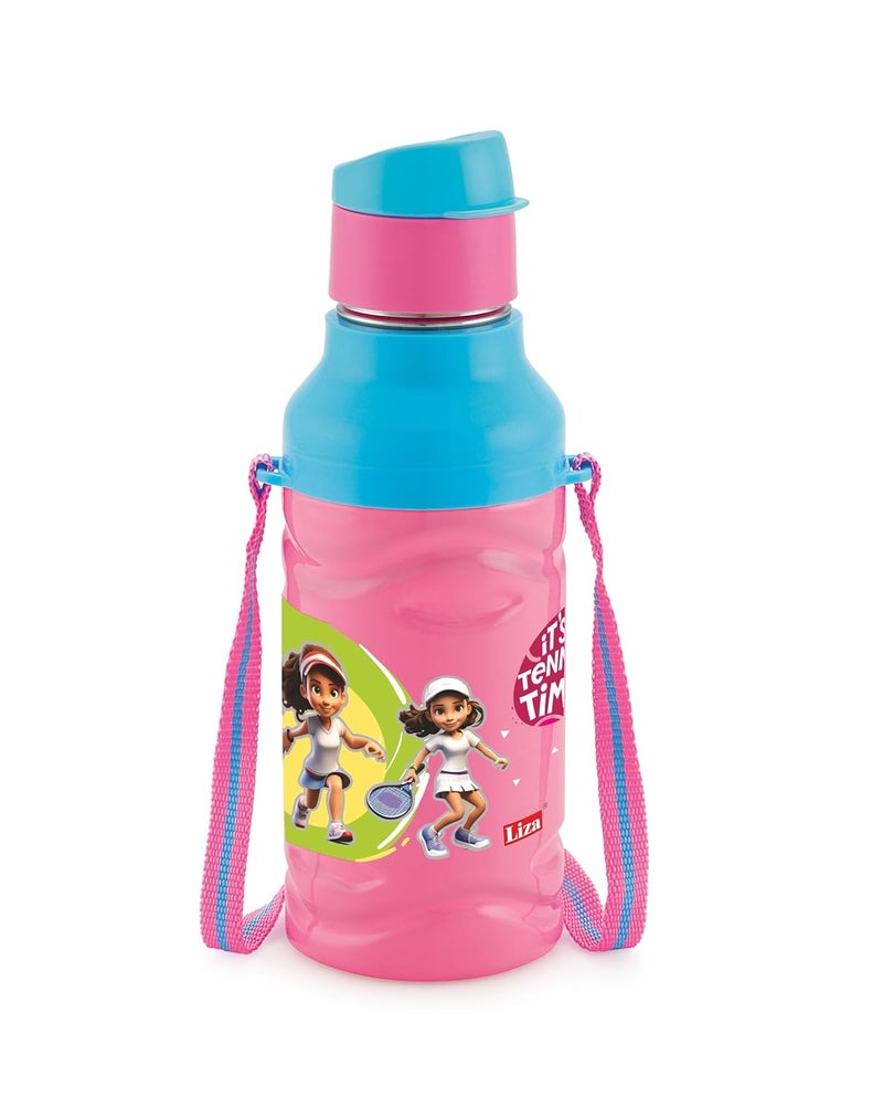 Liza Liza Steel Zee vaccum Inner Steel Insulated Water Bottle, Leak Proof Water Bottle, Hot & Cold Water Bottle, Bottle for Kids, Lets Play Basket Ball Water Bottle with Sipper 400 ML (Pink) - Image 1