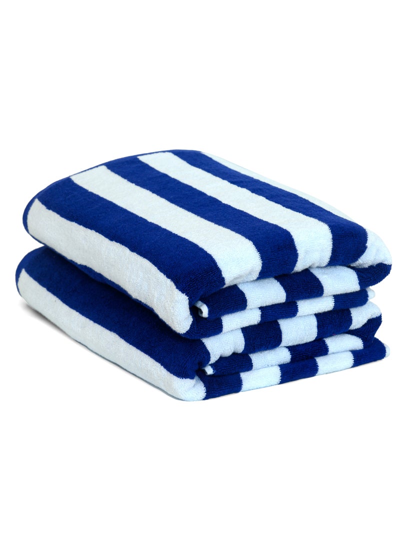 Bliss Casa - 2-Pieces Oversized Beach Towels Extra Large 100% Cotton Summer Pool Cabana Stripe Highly Absorbent And Soft Towel - Image 1
