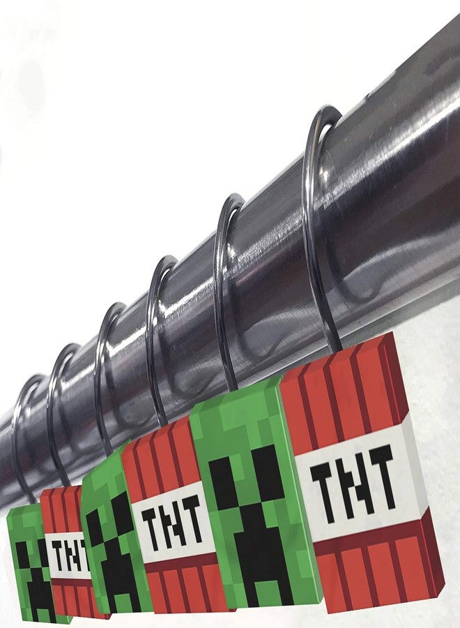 Jay Franco Minecraft Creeper TNT 14 Piece Bathroom Set - Includes Shower Curtain, 12 Hooks, & Non-Slip Bath Rug - Easy Care Fabric (Official Minecraft Product) - Image 3