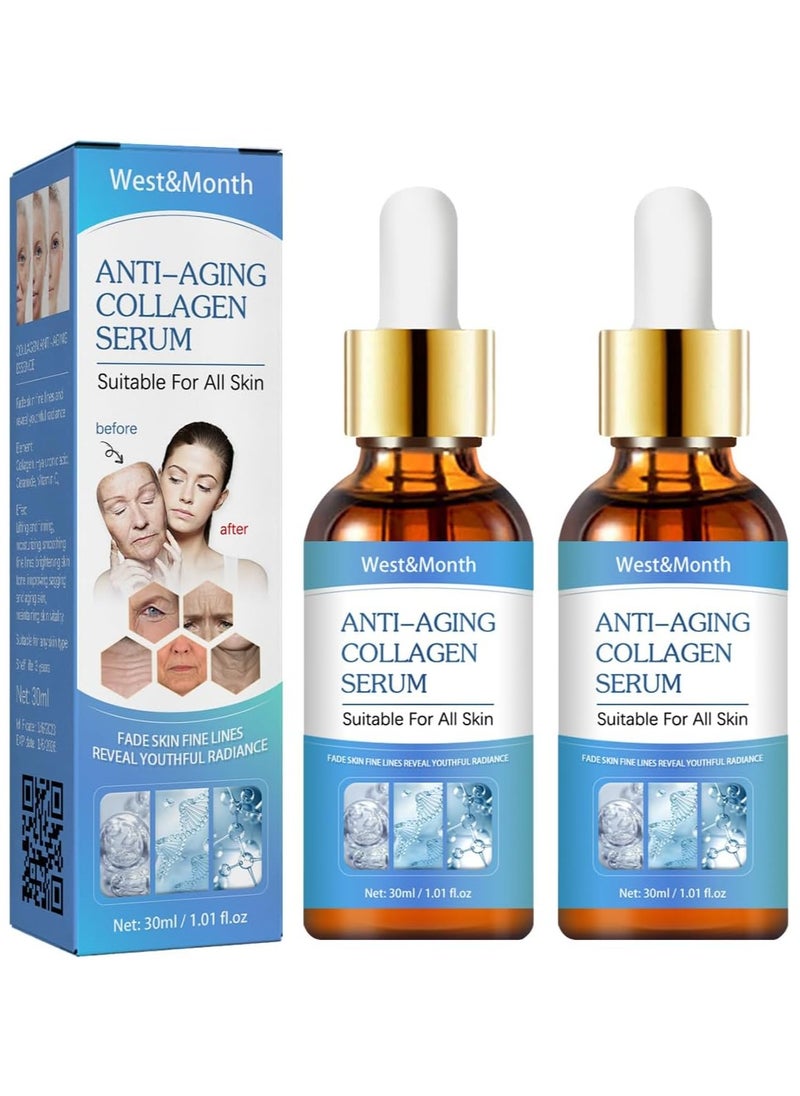 West&Month - 2 PCS Face Serum Anti-aging Serum for Face and Wrinkles Firming Lifting Skin Collagen Boost Serum - Image 1