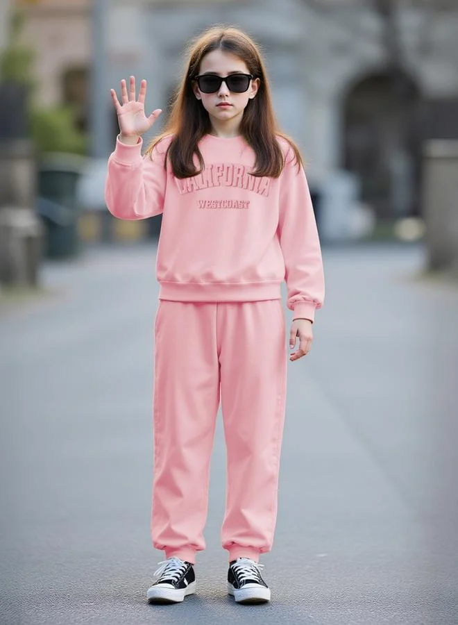 تايك تو طقم سويت شيرت مطبوع بياقة مستديرة مع جوغر بخصر مطاطي