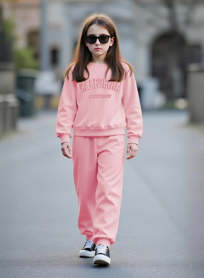 تايك تو طقم سويت شيرت مطبوع بياقة مستديرة مع جوغر بخصر مطاطي