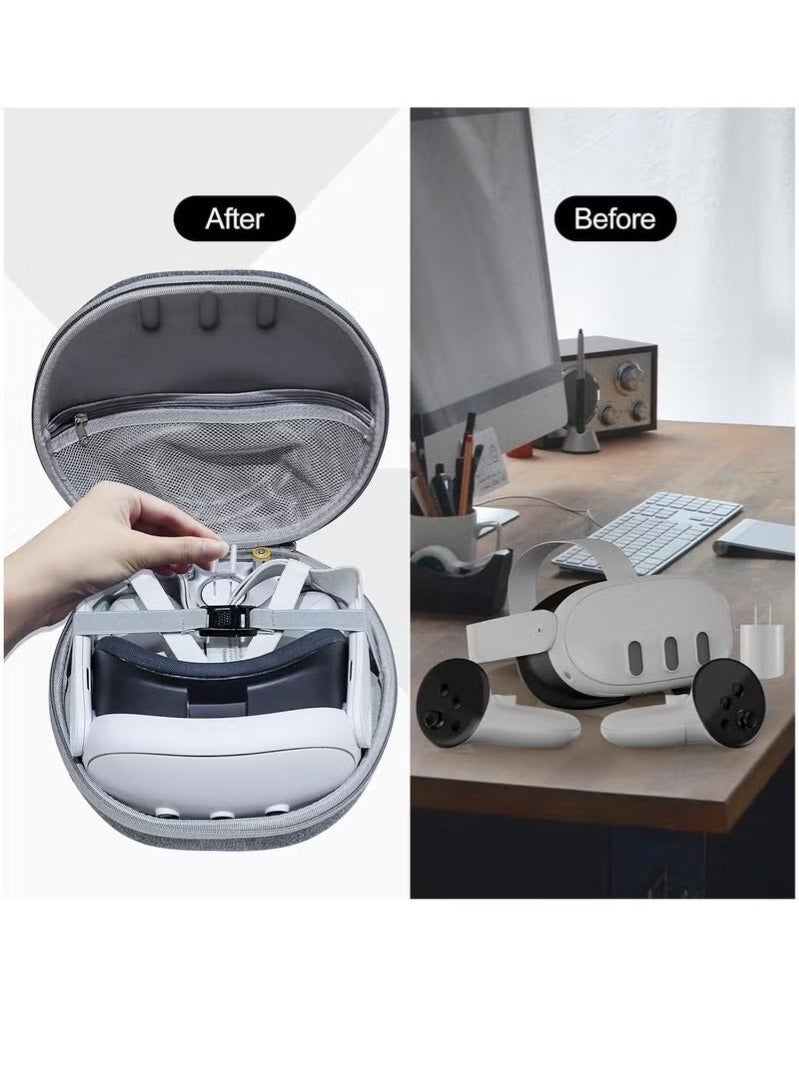 Hard Case for Meta Quest 3 – Waterproof & Shockproof VR Headset Carrying Bag with Controller Storage, Organizer Case with Mesh Pocket for Travel and Home - Image 4
