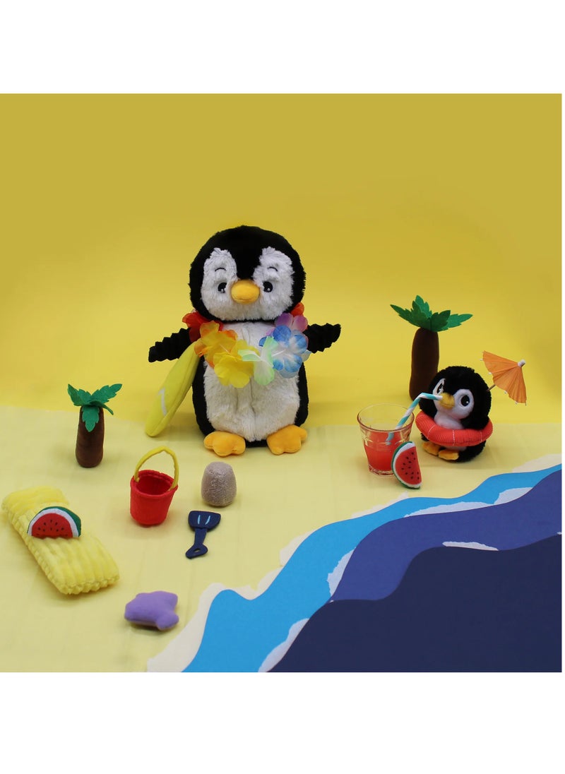 Les Deglingos - Iglou the Penguin Plush Toy - Tropical Penguin Soft Toy with Hidden Baby, Eco-Friendly, Machine Washable - Image 1