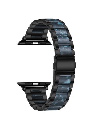 Replacement Strap Metal + Resin Watch Band For Apple Watch Series 9&8&7 41mm / SE 3&SE 2&6&SE&5&4 40mm / 3&2&1 38mm Black Blue - pzsku/Z03CB74D7459F40D29496Z/45/_/1714870401/e98e4ff7-199f-4f66-b049-fc19fffa9787
