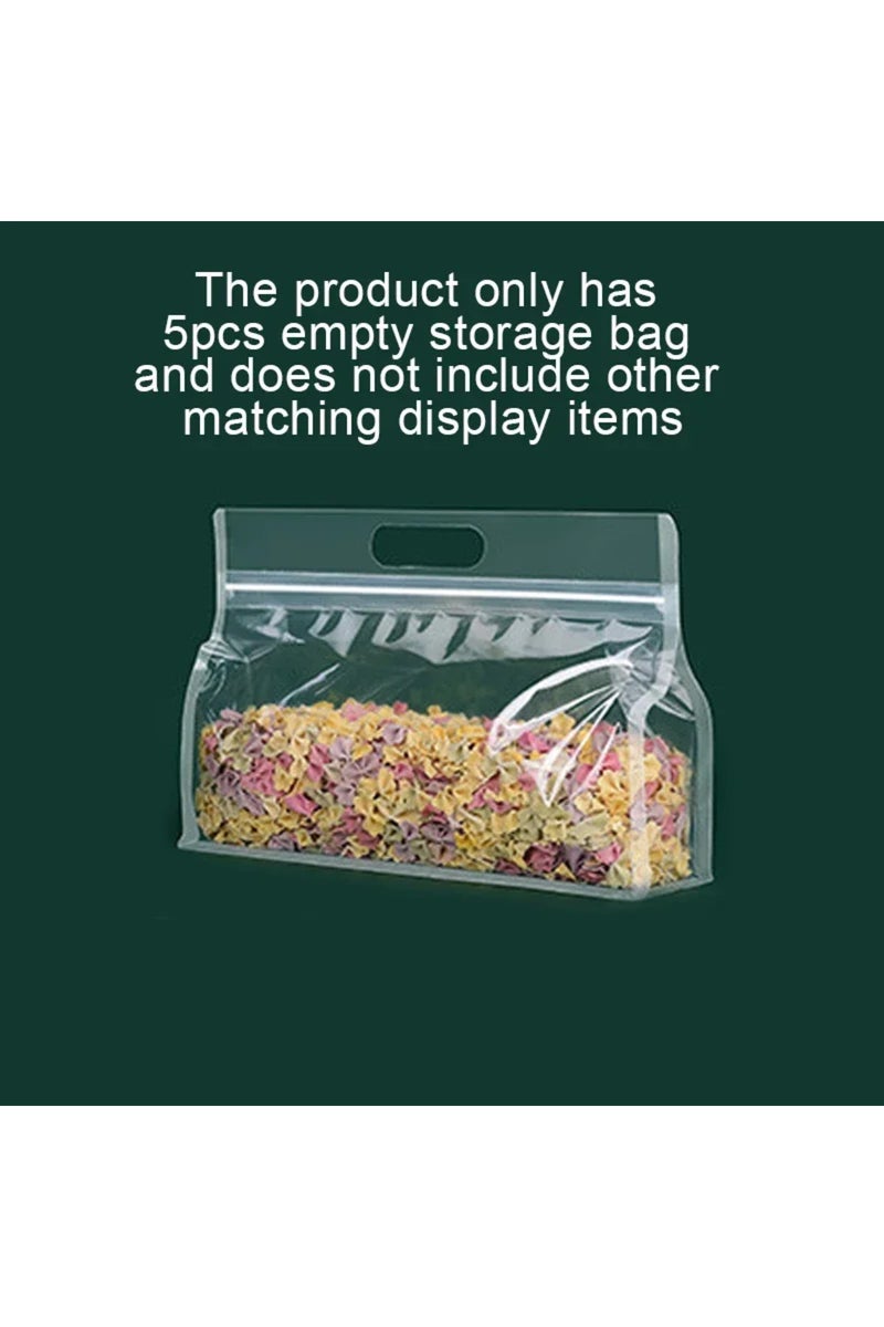 5 أكياس تخزين طعام قابلة لإعادة الاستخدام ومقاومة للتسرب، مناسبة للمكسرات والحبوب والخضراوات والفواكه والوجبات الخفيفة، لتنظيم المطبخ