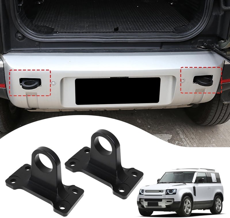 2PCS Rear Bumper Trailer Hitch Tow Hook Compatible with 20202025 Land Rover Defender 90 110 130 Heavy Duty Aluminum Alloy Towing Accessories Black