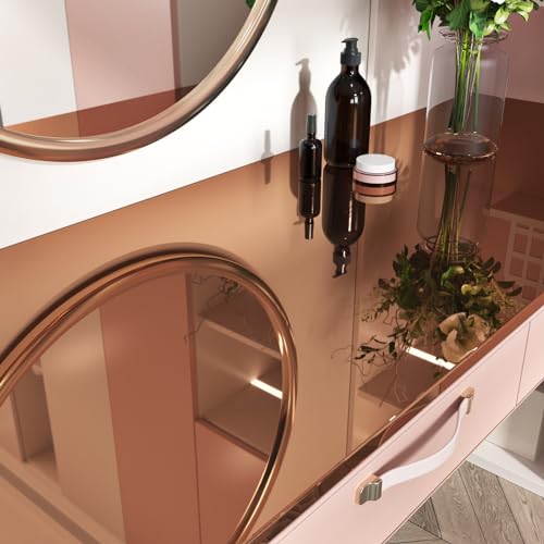 Wallderful Mirror Sticker for Wall Rose Gold Self Adhesive Pink Metallic Wallpaper Wall Sticker Mirror Contact Paper Glossy Sticker Paper Girls Wallpaper for Bedroom DIY Home Decor Dresser 1575x78 - Image 1