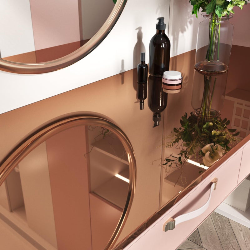 Wallderful Mirror Sticker for Wall Rose Gold Self Adhesive Pink Metallic Wallpaper Wall Sticker Mirror Contact Paper Glossy Sticker Paper Girls Wallpaper for Bedroom DIY Home Decor Dresser 1575x78 - Image 2