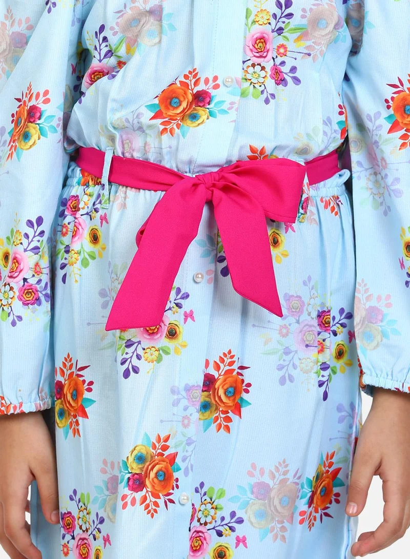 LILPICKS Sky Blue Off shoulder Party Maxi Dress