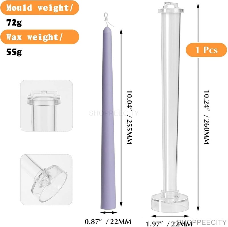 Shoppeecity Candle Stick Mold I 3D Half Round Head Rod Long Cylinder Acrylic Epoxy Mould I Tall Taper Cylindrical Candle Mold Pillar for DIY Handmade Cake Dcor Aromatherapy Home Wedding Dinner Party Candles Making 1 Pcs 22X 255 CM - Image 3