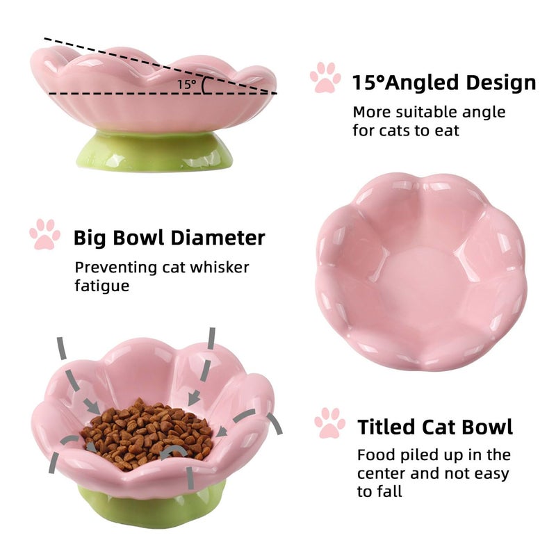 DIF DECO Ceramic Raised Cat Bowl, Pink Elevated Food Bowls for Food and Water Protecting Spine and Whisker Friendly,Tulip Shape Cute Pet Feeder Dish for Indoor Cats and Small Dogs(Height 3.3 inch) - Image 4