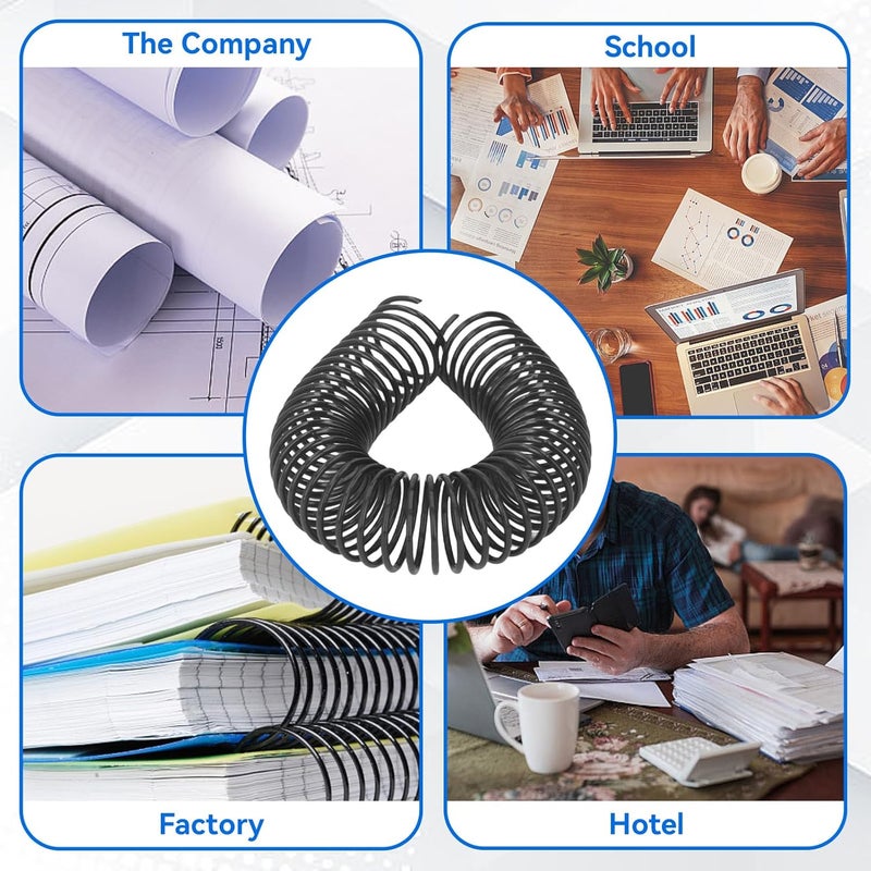 30PCS Black Spiral Binding Coils, 29MM PVC Plastic 4:1 Ratio for 260 Sheets A4 Paper 360° Rotatable Coil Binding Spine for Office Home Use Engineers Projects Documents Presenta - Image 5