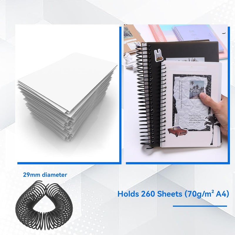 30PCS Black Spiral Binding Coils, 29MM PVC Plastic 4:1 Ratio for 260 Sheets A4 Paper 360° Rotatable Coil Binding Spine for Office Home Use Engineers Projects Documents Presenta - Image 4