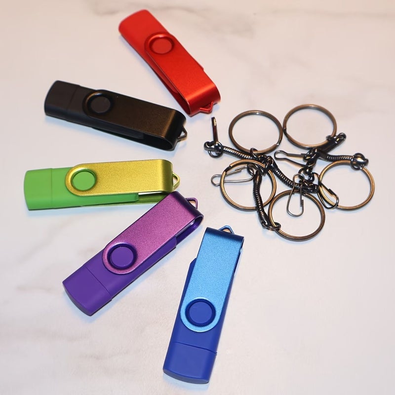 Blue 128MB 360 Degree Rotatable 2 In 1 USB Flash Drive Supports Type C And USB 2.0 For Phones Laptops And Tablets Expanding Data Photo Video Music Storage - Image 5