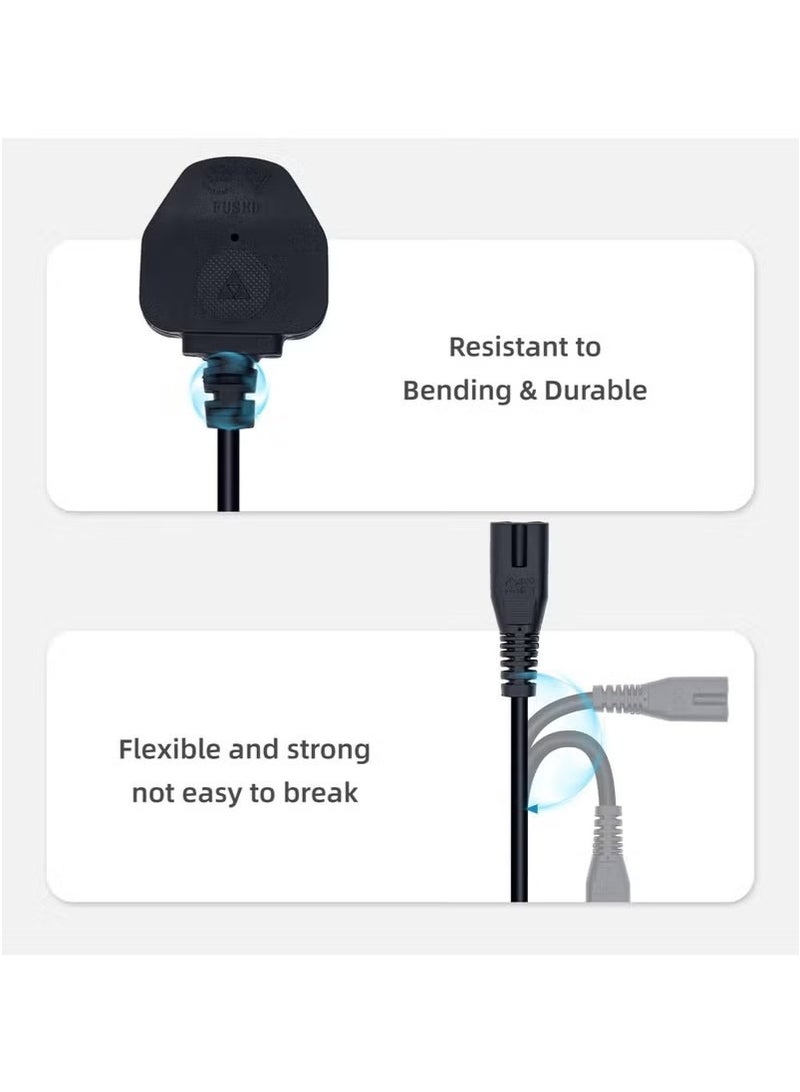 1.5M UK Power Cable (IEC320C7 to BS 1363) C7 Figure 8 Power Lead, PS4 Power Cable, Kettle Lead/Power Cord compatible with Samsung LG Philips Toshiba TV/Printer/PS4/PS3/PS5 - Image 3