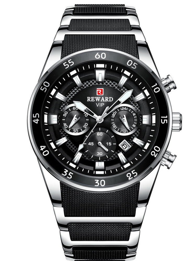 REWARD Mens Wrist Watches, Luxury Fashion Analog Quartz Watch, Classic Big Face Chronograph Waterproof Luminous Date Stainless Business Watches for Men - Image 1