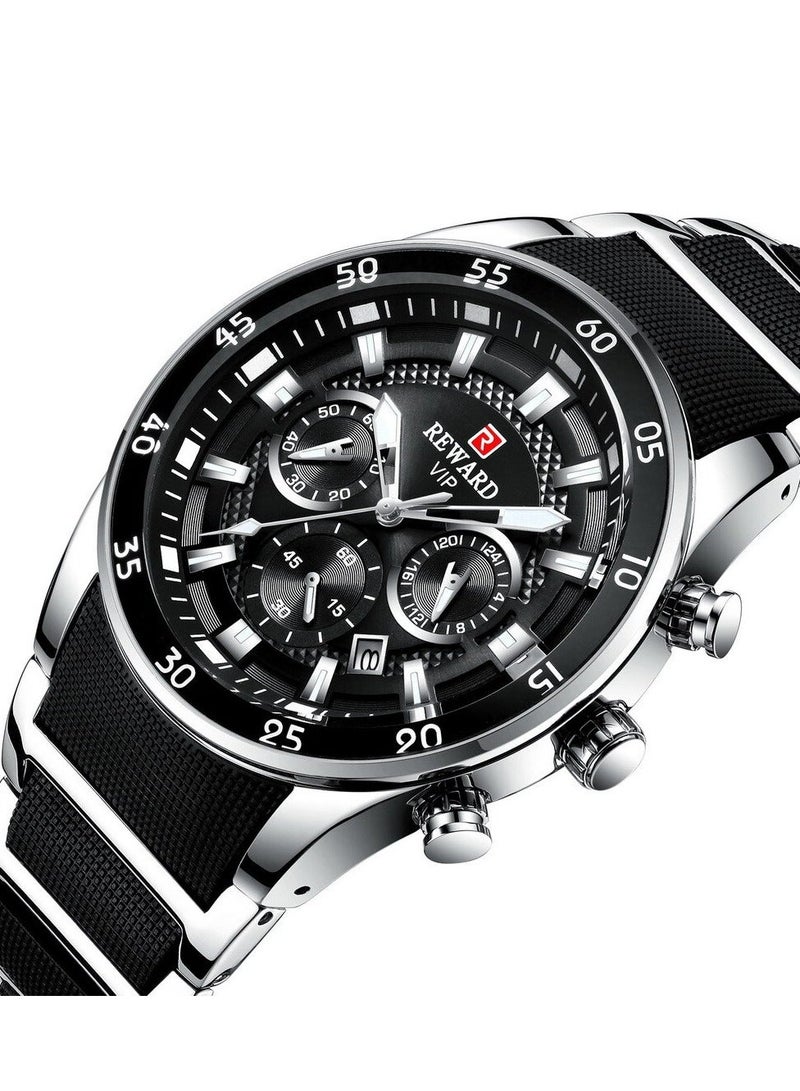 REWARD Mens Wrist Watches, Luxury Fashion Analog Quartz Watch, Classic Big Face Chronograph Waterproof Luminous Date Stainless Business Watches for Men - Image 2