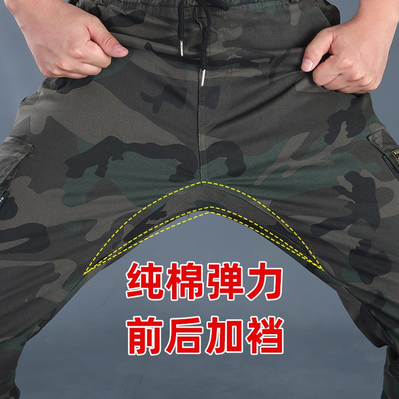 Work Pants Men'S Camouflage Workwear Nine-Point Pants Men'S Multi-Flap Pocket Pants Loose Wear-Resistant And Dirt-Resistant Work Labor Protection Pants - Image 4