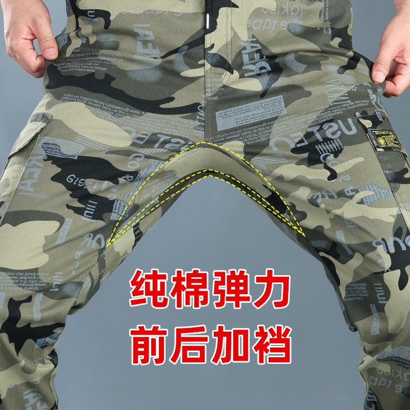 Work Pants Men'S Camouflage Workwear Nine-Point Pants Men'S Multi-Flap Pocket Pants Loose Wear-Resistant And Dirt-Resistant Work Labor Protection Pants - Image 3