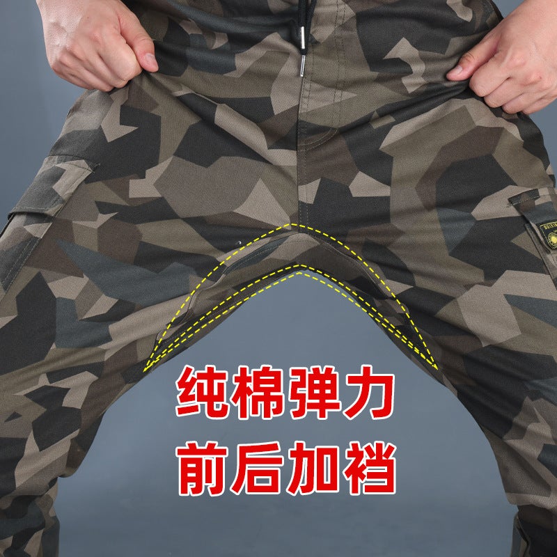 Work Pants Men'S Camouflage Workwear Nine-Point Pants Men'S Multi-Flap Pocket Pants Loose Wear-Resistant And Dirt-Resistant Work Labor Protection Pants - Image 2