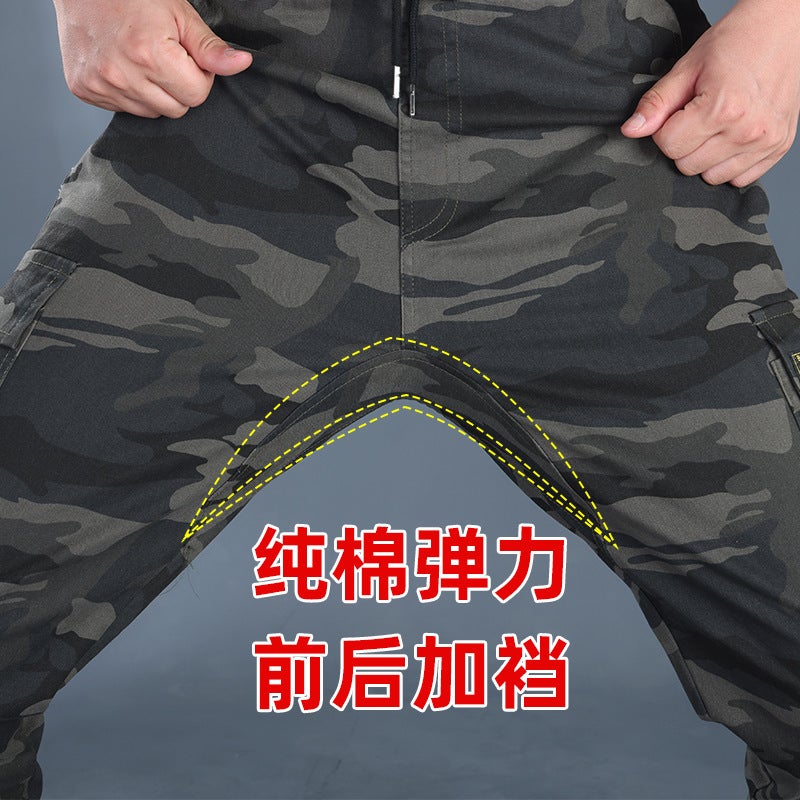 Work Pants Men'S Camouflage Workwear Nine-Point Pants Men'S Multi-Flap Pocket Pants Loose Wear-Resistant And Dirt-Resistant Work Labor Protection Pants - Image 5