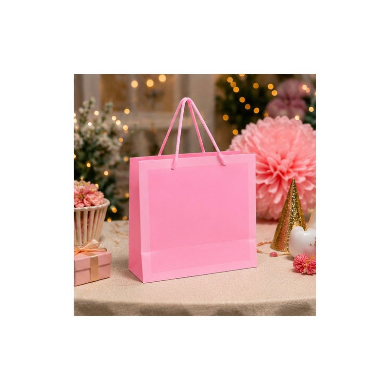 Pink Paper Bag with Handles, Pack of Bags for Party Favour - Image 4