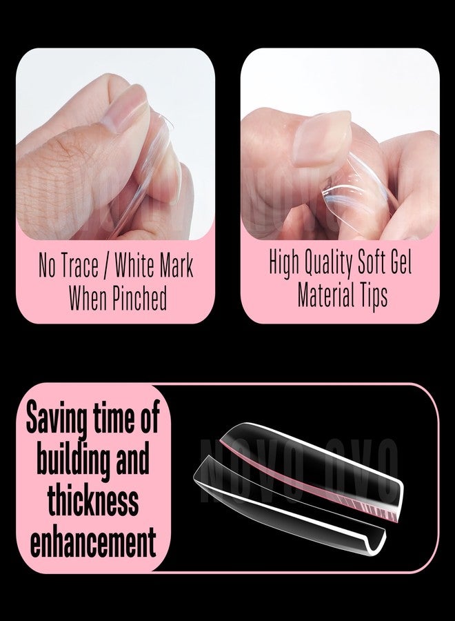 NOVO OVO Long Square Nail Tips SCULPTED (Not NATURAL) for Curved Nail Beds, Extra Thick L Length False Nails Press on, Full Cover Soft Gel Fake Nail Extension, Salon DIY x 15 Sizes 450 pcs - Image 5
