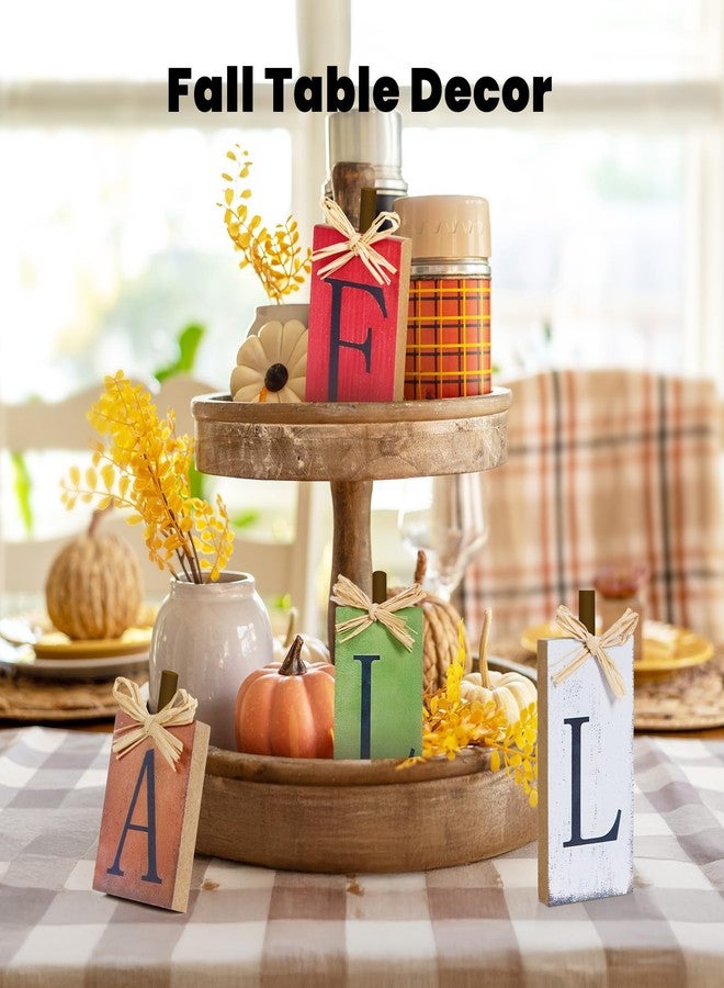 OLANRUN Fall Decorations for Home, Fall Decor - 4 Pcs Vintage Block Wooden Signs, Fall Home Decor Indoor, Autumn Decorations Harvest Signs for Table Shelf Fireplace Mantel - Image 4