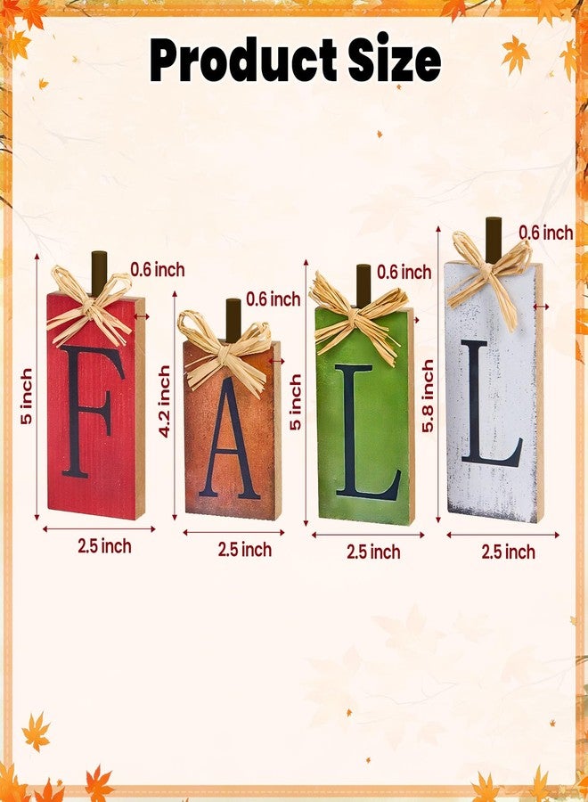 OLANRUN Fall Decorations for Home, Fall Decor - 4 Pcs Vintage Block Wooden Signs, Fall Home Decor Indoor, Autumn Decorations Harvest Signs for Table Shelf Fireplace Mantel - Image 2