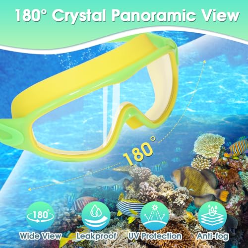 EverSport Goggles for Kids 6-14, 2 Pack Swimming Goggles, Clear Vision Anti-fog Pool Swim Goggles with Nose Cover Wide View Water Swim Mask for kids Toddler Girls Boys Teens age 4-7 8-14 8-12 3-5 3-6 - Image 2