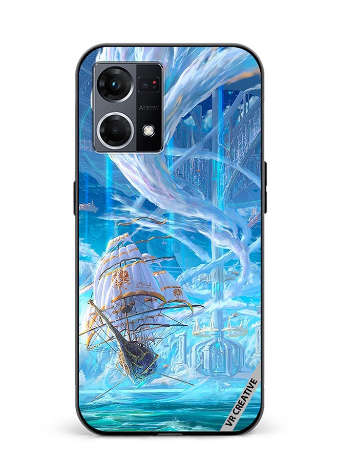VR CREATIVE Protective Case Cover For Oppo Reno8 4G Castle With Clouds Design Multicolour - Image 1
