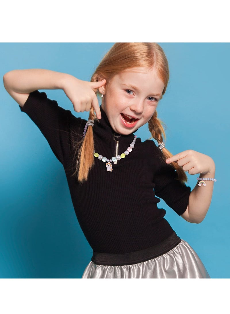 SYOSI 5 PCS Unicorn Jewelry Set for Girls Kawaii Rainbow Necklaces Bracelet Earrings and Ring for Party Supplies Princess Party Favors Craft DIY Accessories Little Girls Dress up Jewelry Sets - Image 5