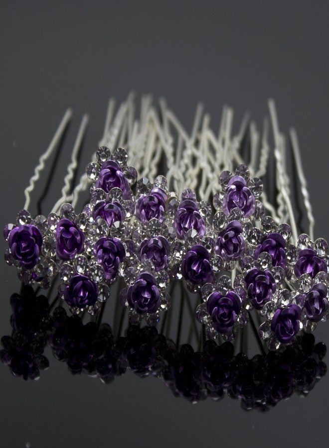 Newstarfactory Rose U-sharped Design Collection Metal Hair Pins Pack of 20 (Purple) - Image 2