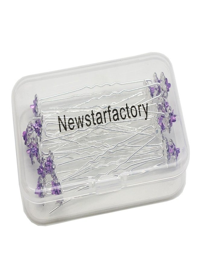 Newstarfactory Rose U-sharped Design Collection Metal Hair Pins Pack of 20 (Purple) - Image 3