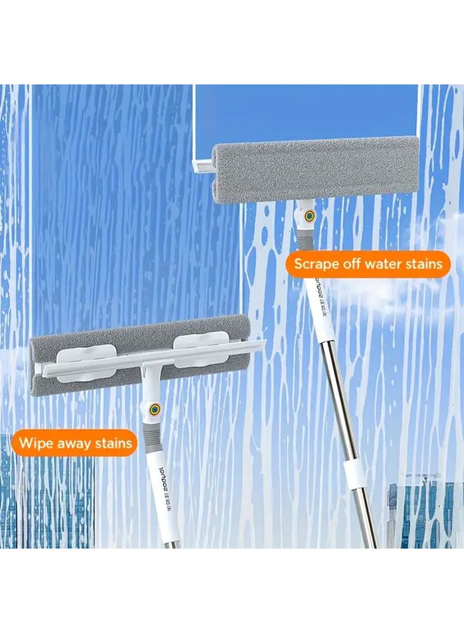 White Grey Double Sided Retractable Glass Wiper With Telescopic Handle For Window Floor Car Windshield - Image 4