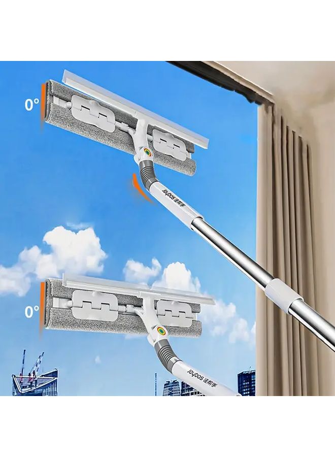 White Grey Double Sided Retractable Glass Wiper With Telescopic Handle For Window Floor Car Windshield - Image 2