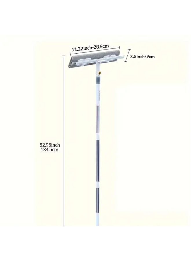 White Grey Double Sided Retractable Glass Wiper With Telescopic Handle For Window Floor Car Windshield - Image 3