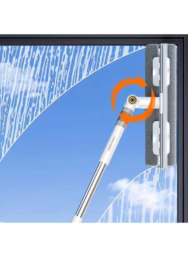 White Grey Double Sided Retractable Glass Wiper With Telescopic Handle For Window Floor Car Windshield - Image 5