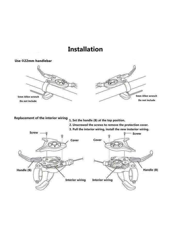 Generic - Brake Lever Combo With Inner Shift ,3x7 Speed Shifter Bike MTB Fixed Gear AccessoriesCables - Image 1