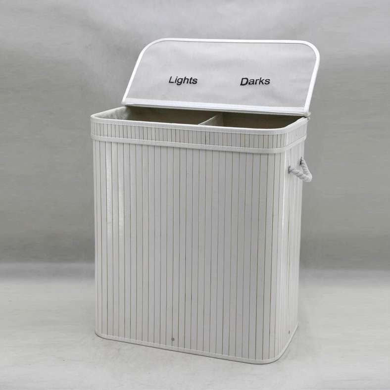 Pan Home سلة غسيل قابلة للطي من الخيزران - بيضاء - Image 4