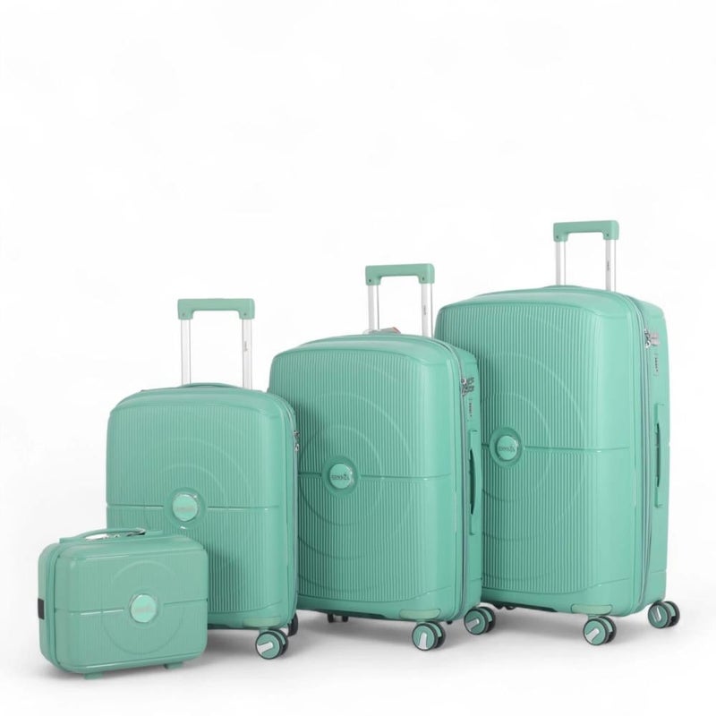 Aviator Luxury Durable 4-Piece Luggage Set (Shatterproof with Bonus Handbag) with Double Zipper Expansion Case - Image 1