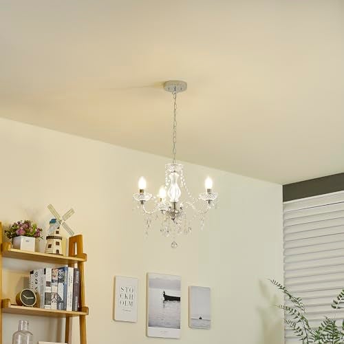 Luvkczc Chandeliers for Dining Room, 3-Light Acrylic Ceiling Light Adjustable Chain&E12 Base Pendant Light for Bedroom, Dining Room, Living Room - Image 2