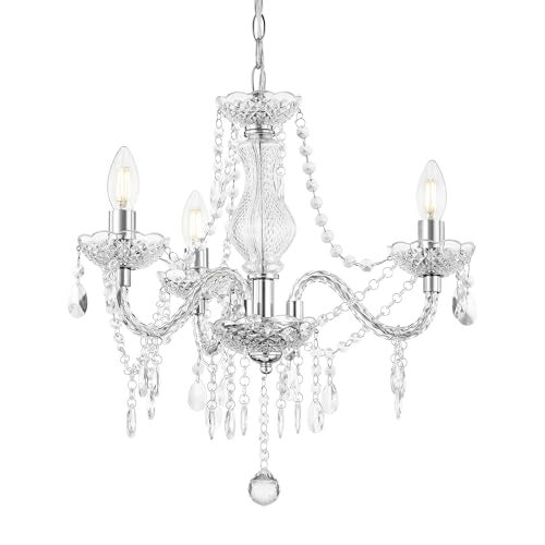 Luvkczc Chandeliers for Dining Room, 3-Light Acrylic Ceiling Light Adjustable Chain&E12 Base Pendant Light for Bedroom, Dining Room, Living Room - Image 1