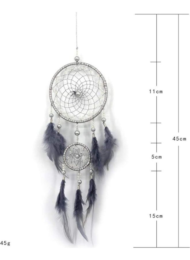 NIBEMINENT Decorative Handmade Feather Lace Dream Catcher Grey/Silver - Image 4