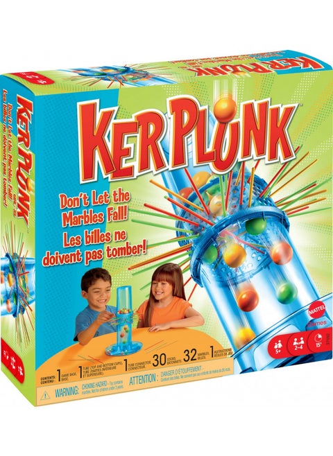 Mattel Games Kerplunk Kids Game, Family Game for Kids & Adults with Simple Rules, Don'T Let the Marbles Fall for 2-4 Players