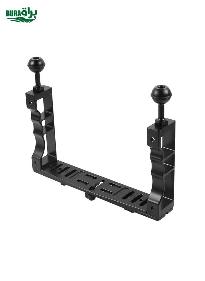 PULUZ Adjustable Diving Dual Hand-held CNC Aluminum Lamp Arm Holder for GoPro, Insta360, DJI and Other Action Cameras