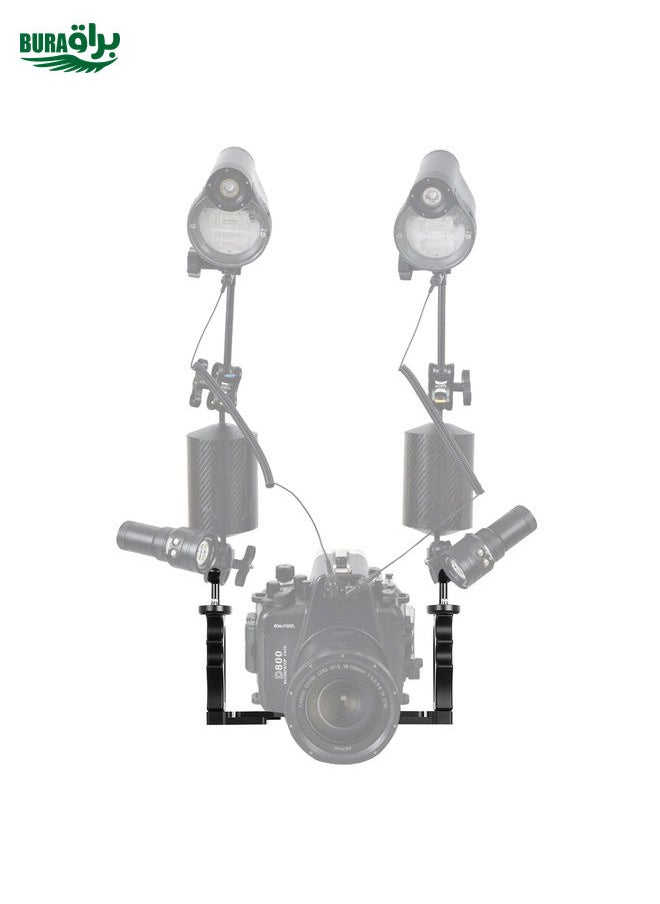 PULUZ Adjustable Diving Dual Hand-held CNC Aluminum Lamp Arm Holder for GoPro, Insta360, DJI and Other Action Cameras