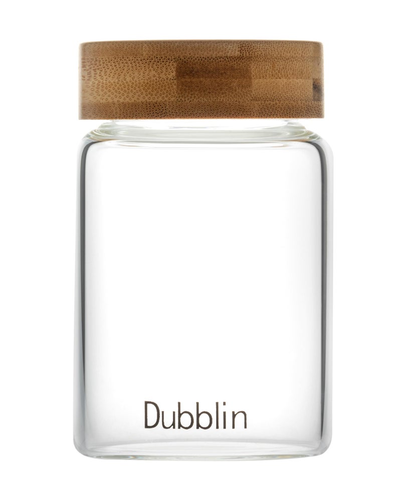 DUBBLIN Borosilicate Glass Jar with Airtight Wooden Lid, 250ml Transparent Kitchen Storage Container, 1 Piece, For Storing and Preserving Tea, Coffee, Snacks | Multipurpose Container for Kitchen - Image 1